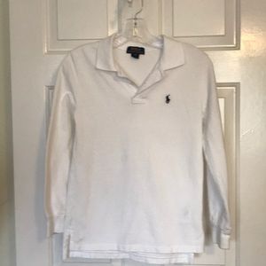 Long sleeve white cotton Polo